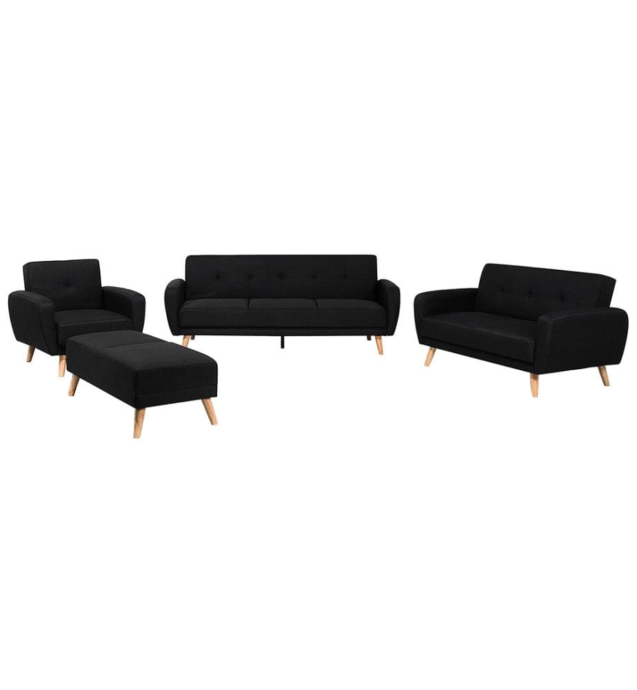 Sofa Set FLORLI Stoff Schwarz