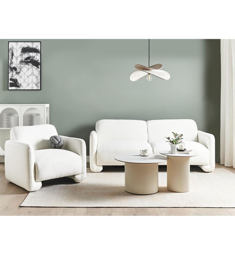 Sofa Set SALAND Stoff Weiss 4-Sitzer