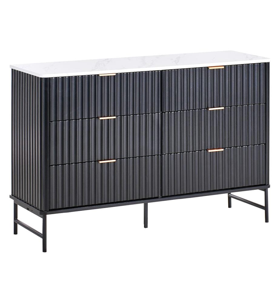 Cassettiera a 6 cassetti GLASTONBURY Marmo/Nero