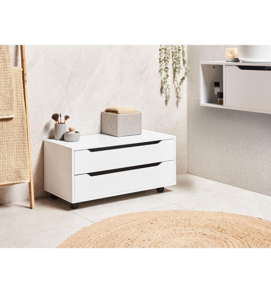 Meuble haut OSASCO avec roues 80 cm Blanc