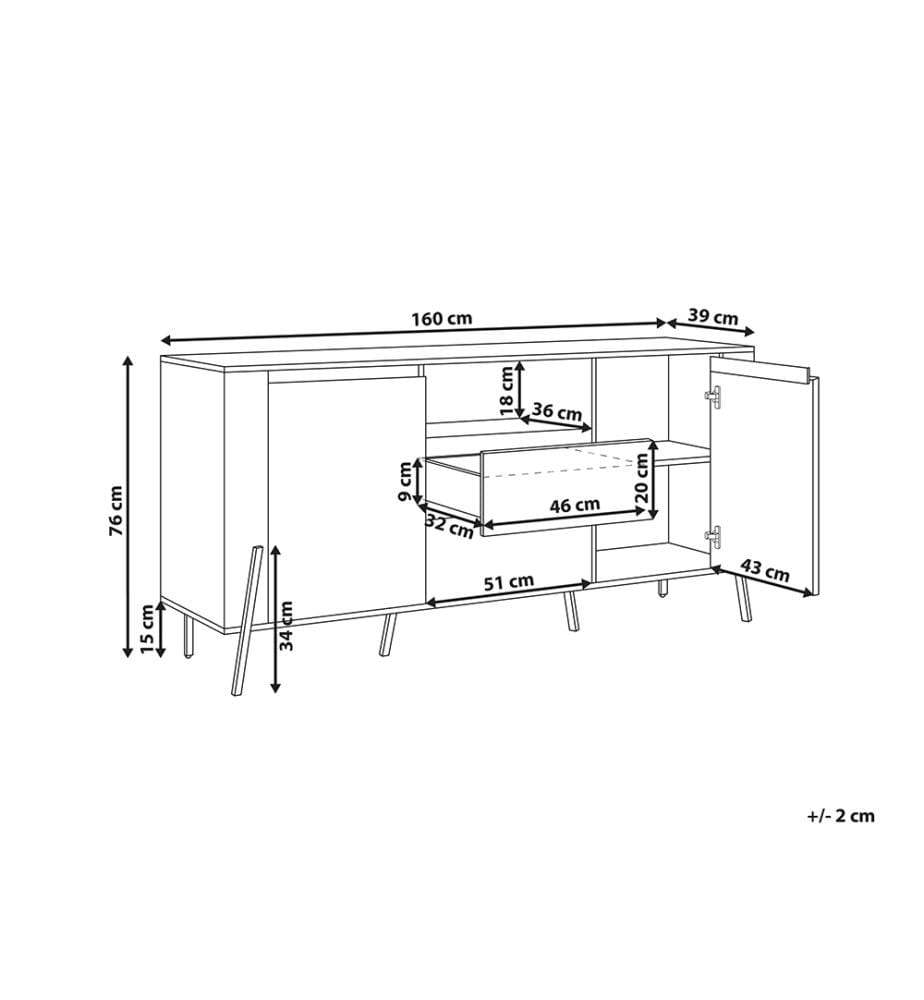 Sideboard mit 2 Türen BLACKPOOL Weiss