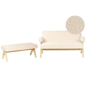 Sofa Set TAMRE Bouclé Cremeweiss / Hellbraun