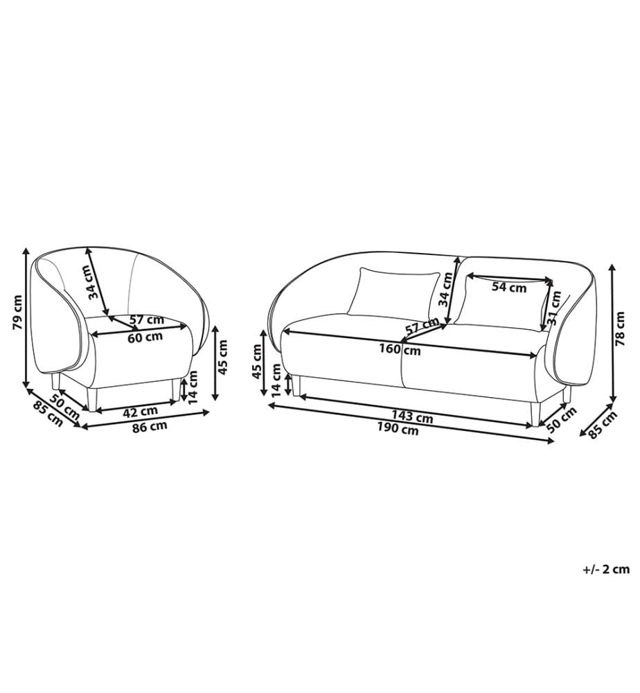 Sofa Set UMEA Stoff Hellbeige