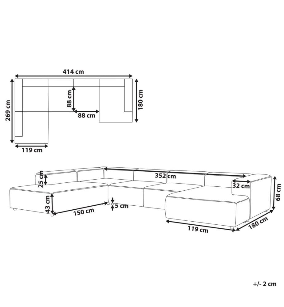 Modul Ecksofa 5-Sitzer ARDAL Cord Cremeweiss rechtsseitig
