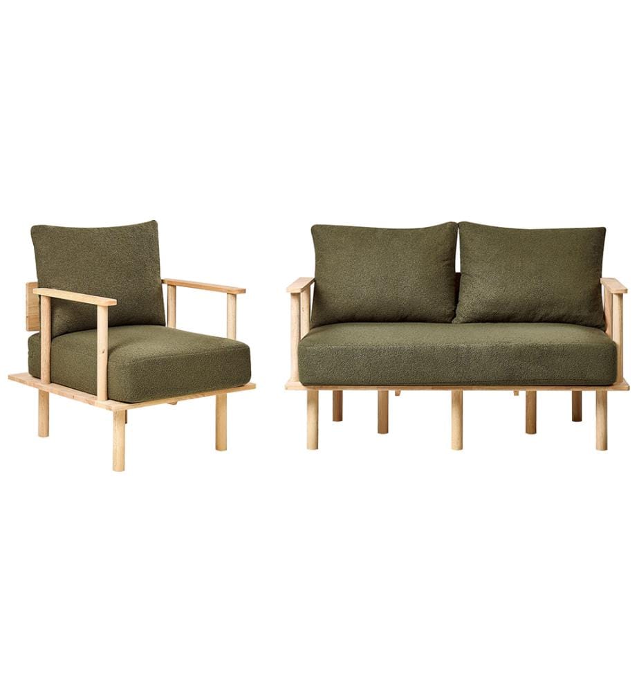 Sofa Set 3-Sitzer ASKER Bouclé Dunkelgrün