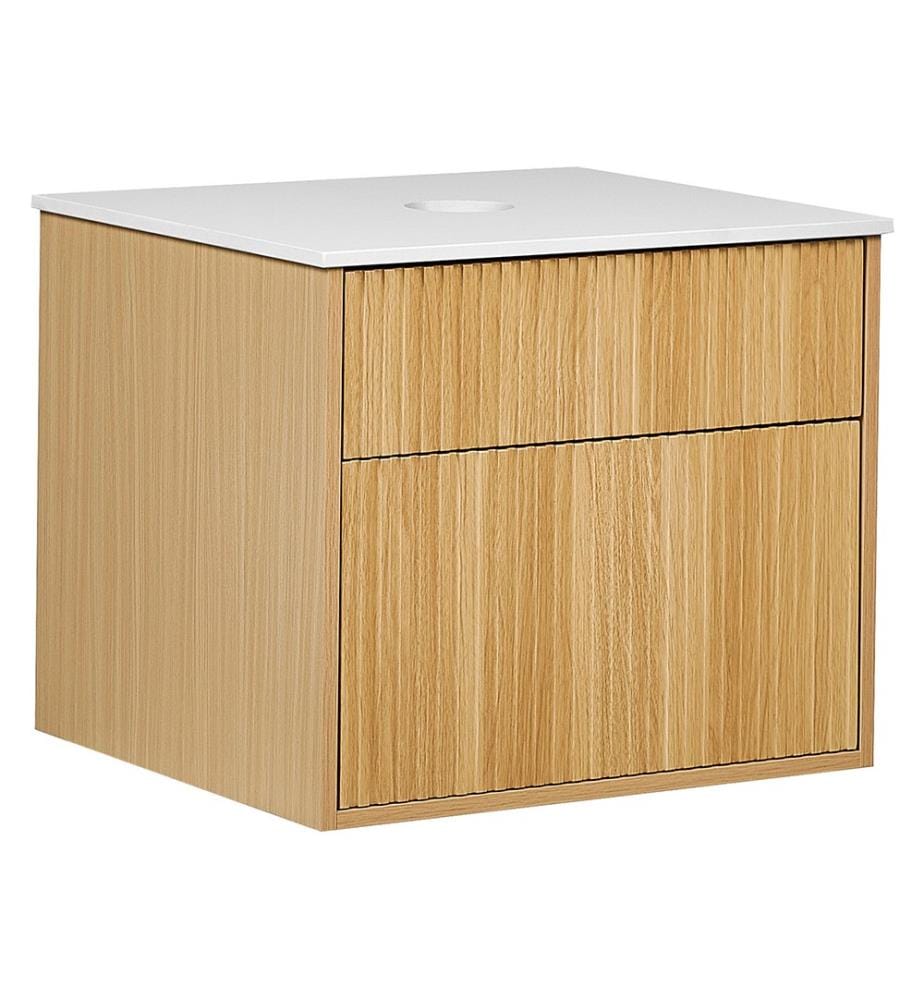 Meuble lavabo mural BEXTI 60 cm Marron clair