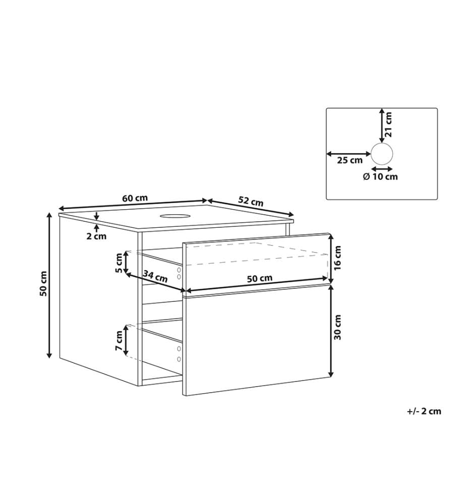 Meuble lavabo mural BEXTI 60 cm Marron clair