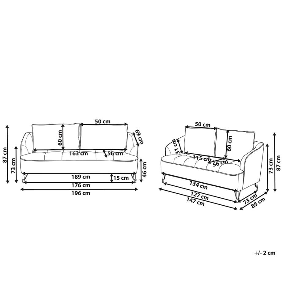 Sofa Set HOBRO Stoff Hellbraun 5-Sitzer