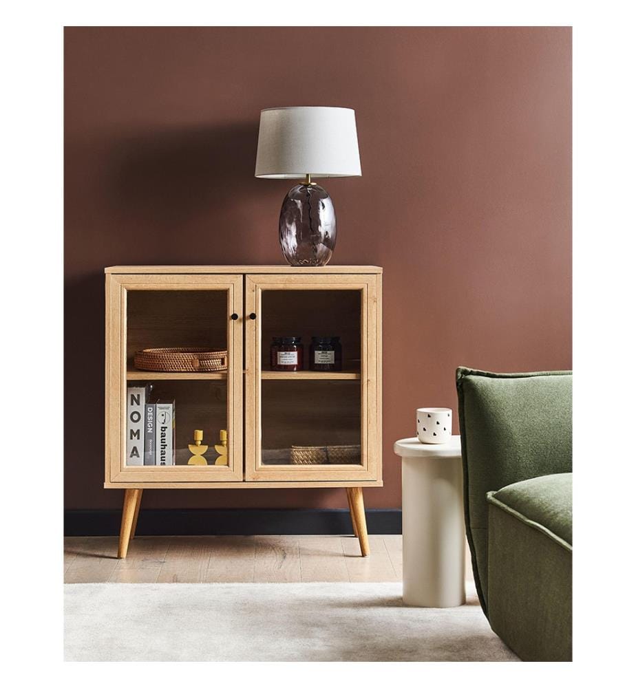 Sideboard mit Glastüren ALBANY 80 cm Hellbraun