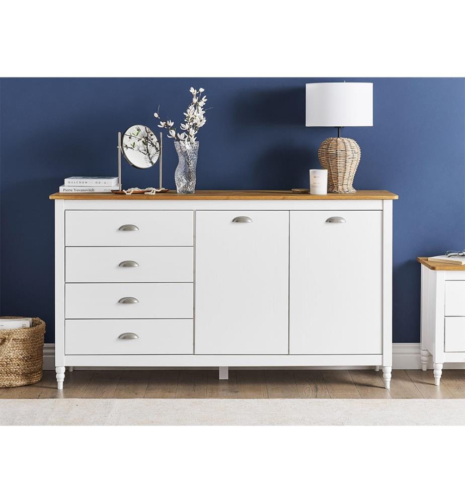 Commode 2 portes SHILLINGTON Bois de pin Blanc