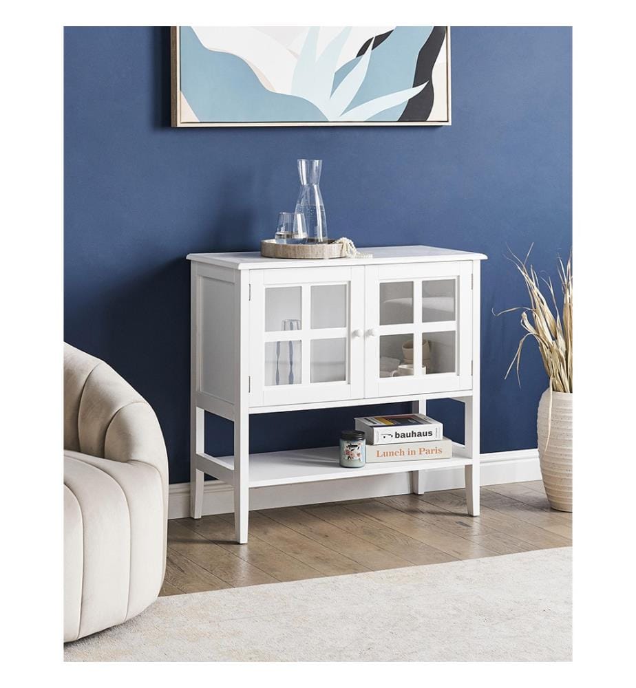 Sideboard mit Glastüren mit Ablage INLET 80 cm Weiss
