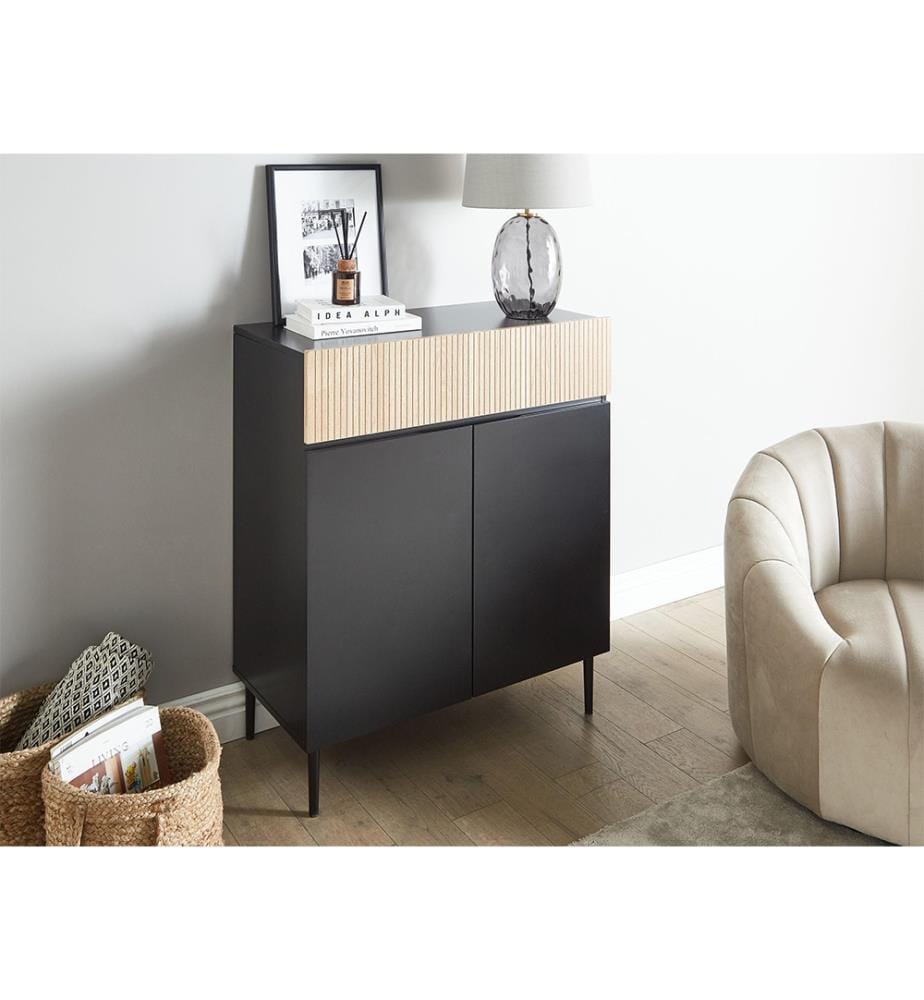 Credenza a 2 ante BLYTHE Frassino naturale Nero