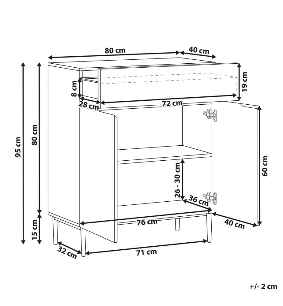Credenza a 2 ante BLYTHE Frassino naturale Nero