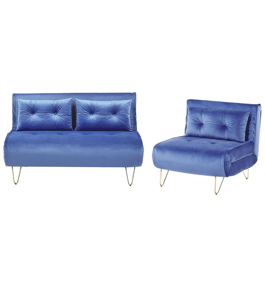 Sofa Set 3-Sitzer VESTFOLD Samtstoff Marineblau