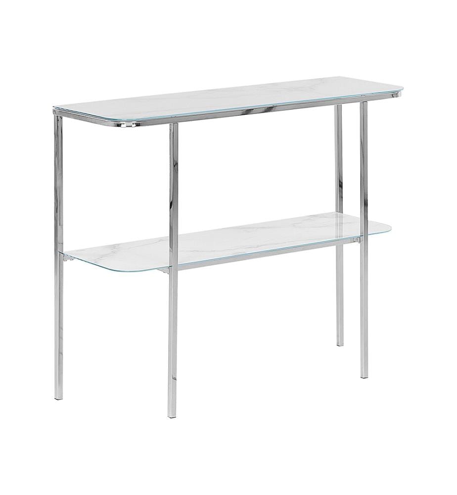 Console CALVERT Verre de sécurité Marbre/argenté