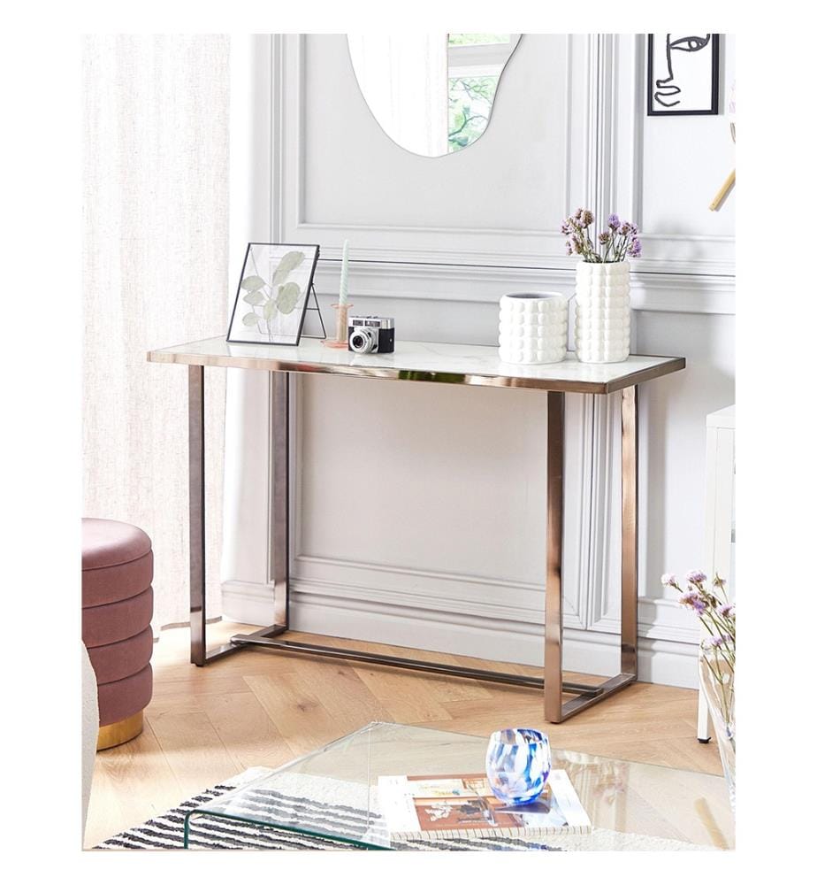 Console PLANO Verre de sécurité Marbre blanc