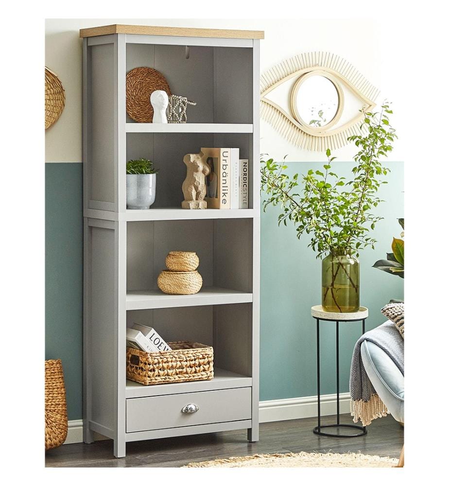 Bibliothèque 4 étagères CLIO 180 cm Gris clair