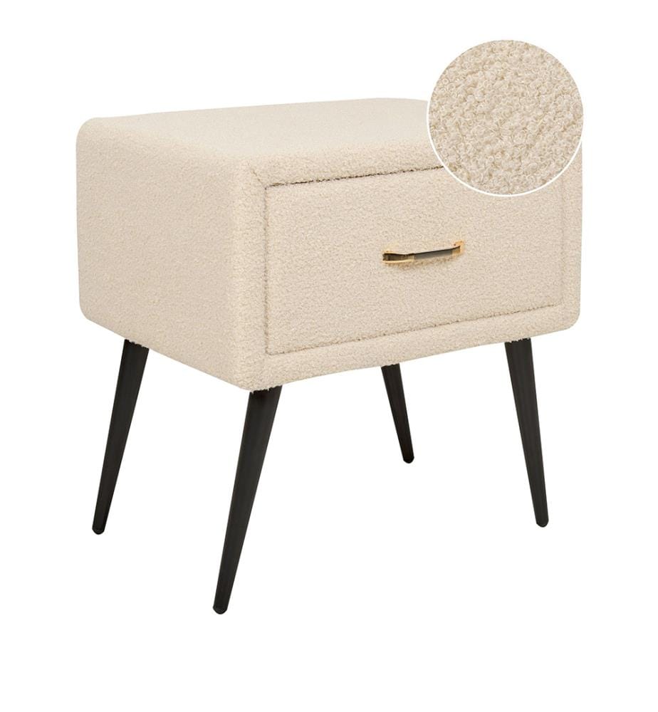 Table de nuit à 1 tiroir FLAYAT Bouclé Beige