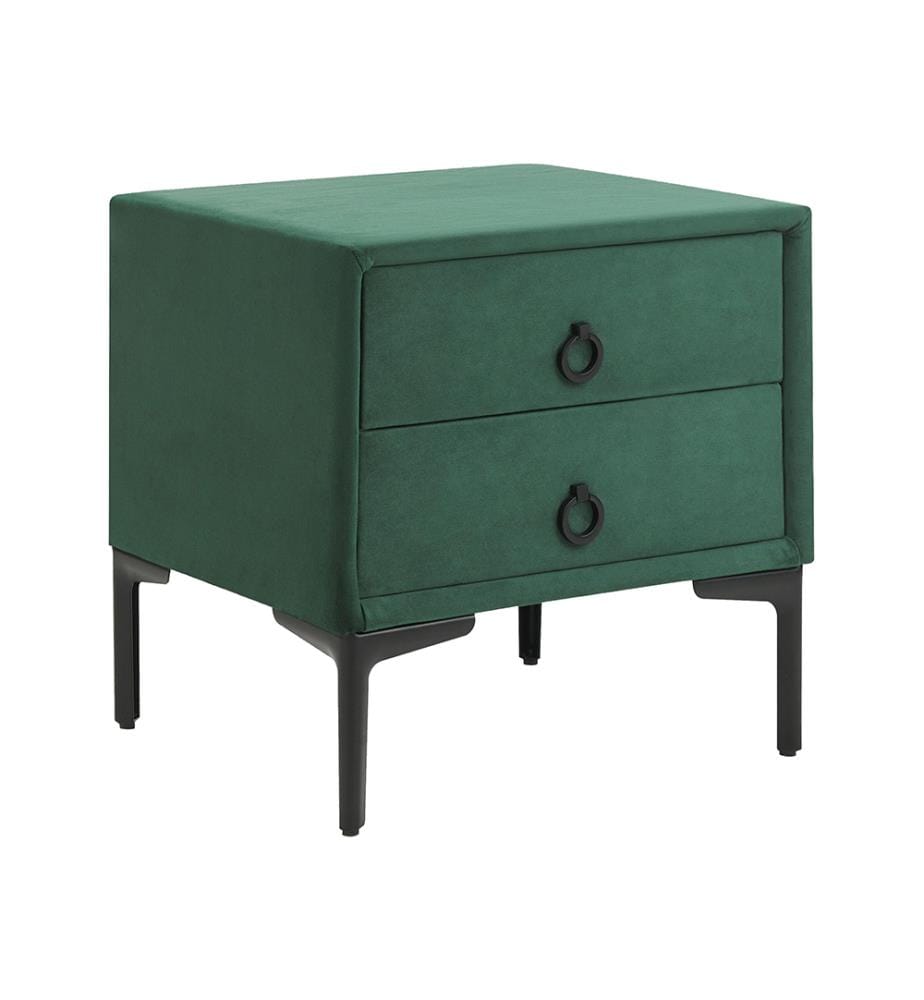 Comodino 2 cassetti SEZANNE Velluto Verde scuro