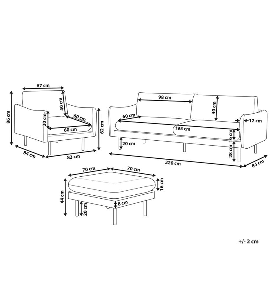 Sofa Set 5-Sitzer VINTERBRO Samtstoff Beige mit Ottomane