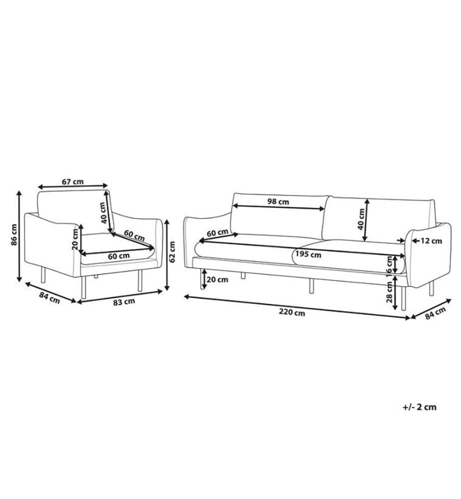 Sofa Set 4-Sitzer VINTERBRO Samtstoff Grau