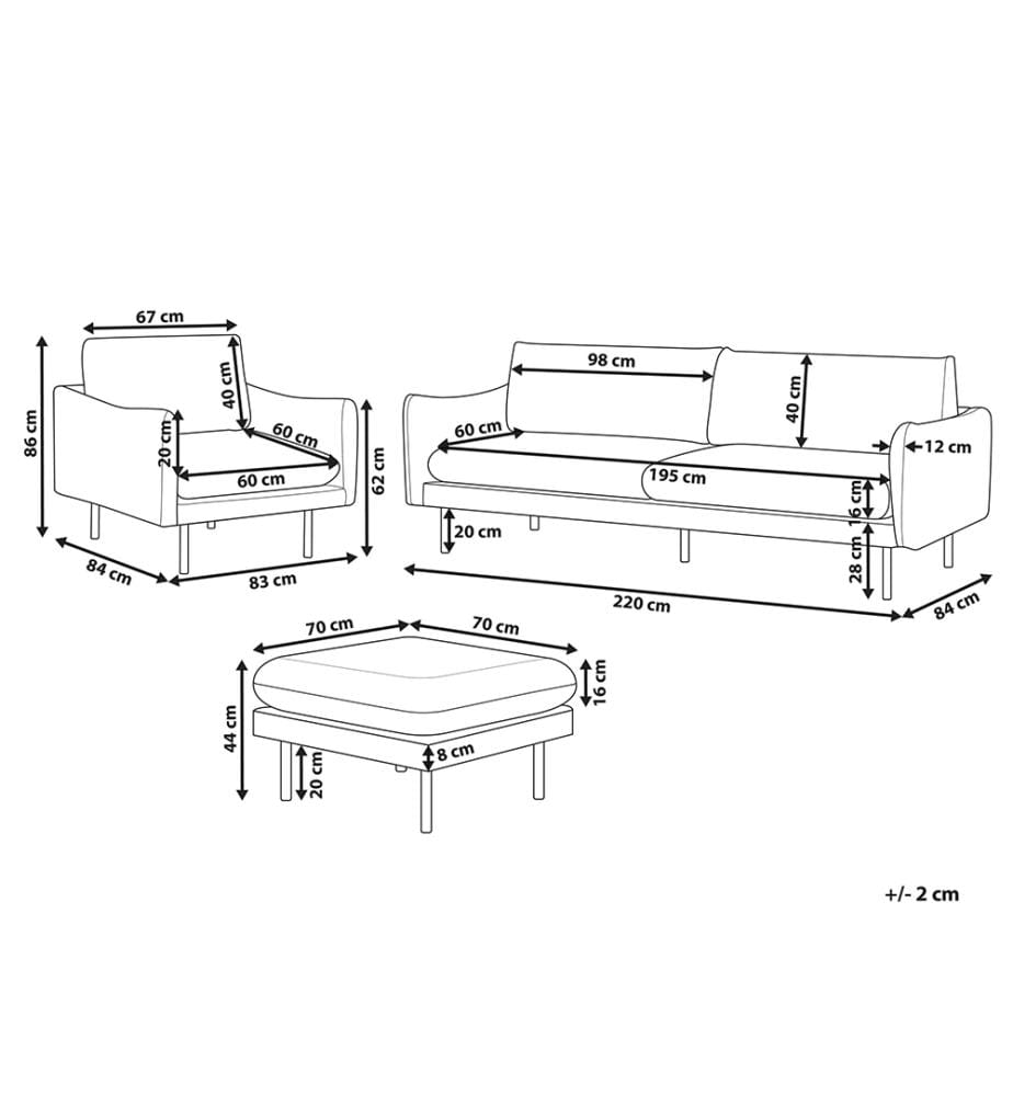 Sofa Set 5-Sitzer VINTERBRO Samtstoff Grau mit Ottomane