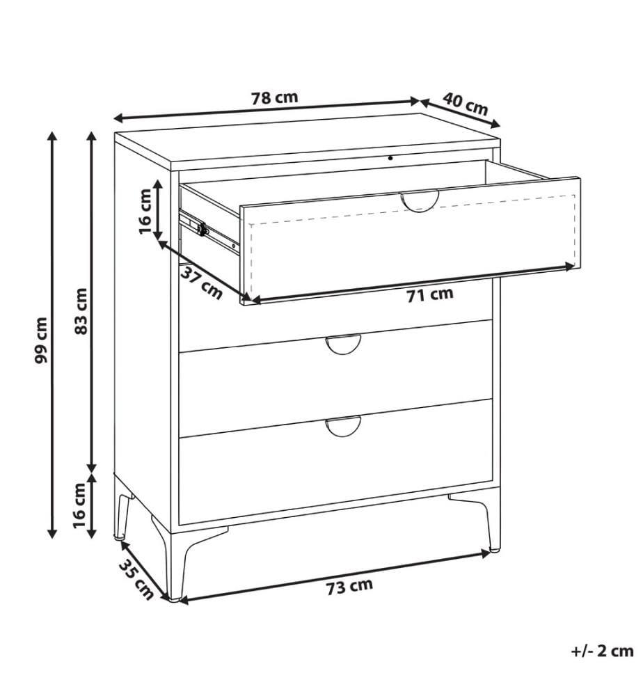 Kommode mit 4 Schubladen ARDURA Metall Goldbraun
