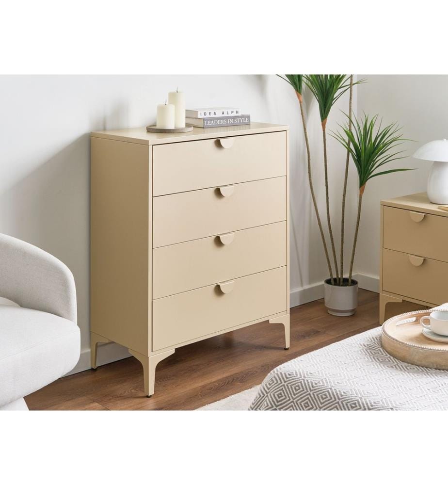 Commode à 4 tiroirs ARDURA Métal Beige