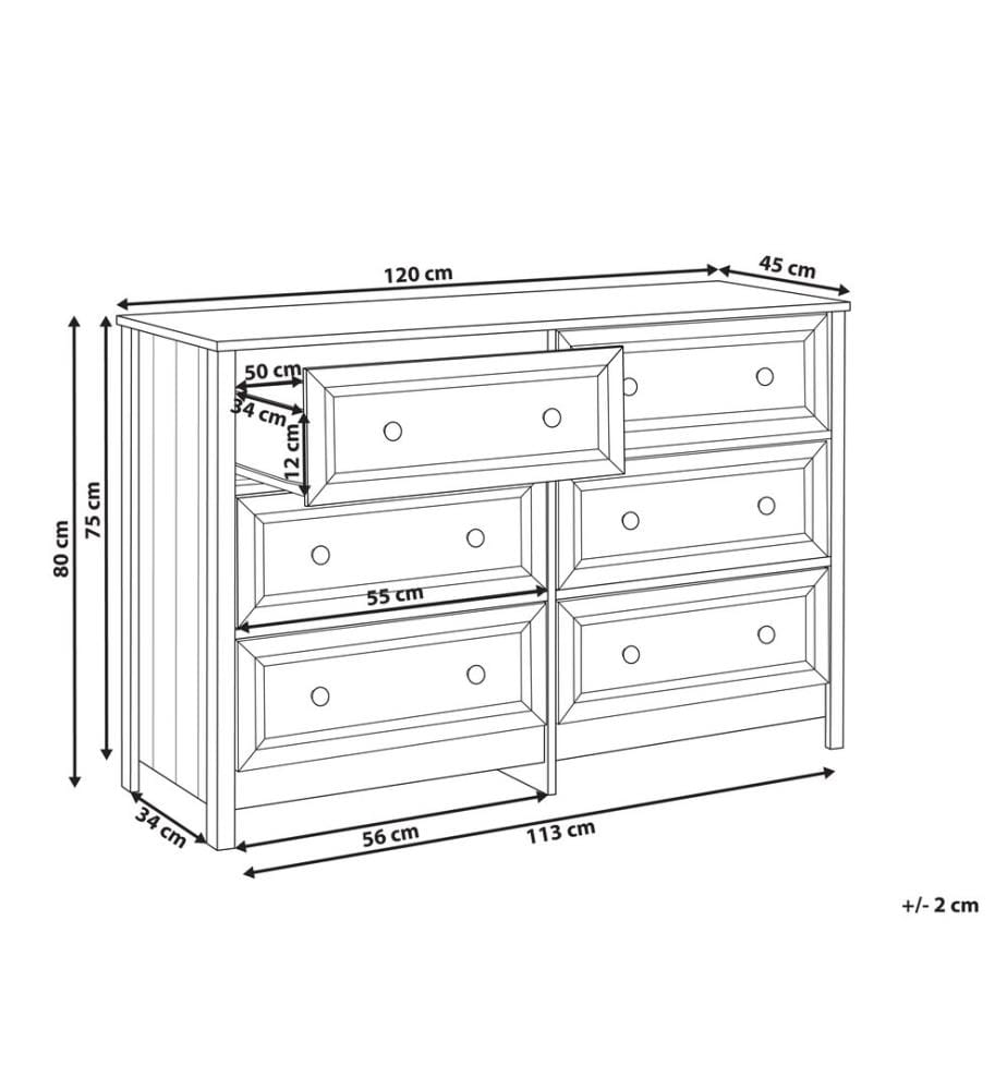 Kommode mit 6 Schubladen HAZELVALE Weiss