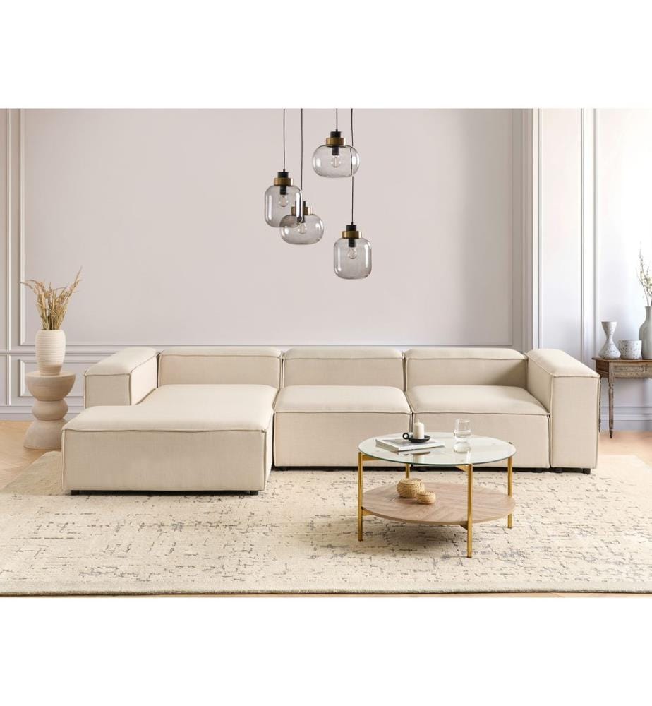 Canapé d'angle modulable 4 places ARDAL Côté droit Beige Tissu