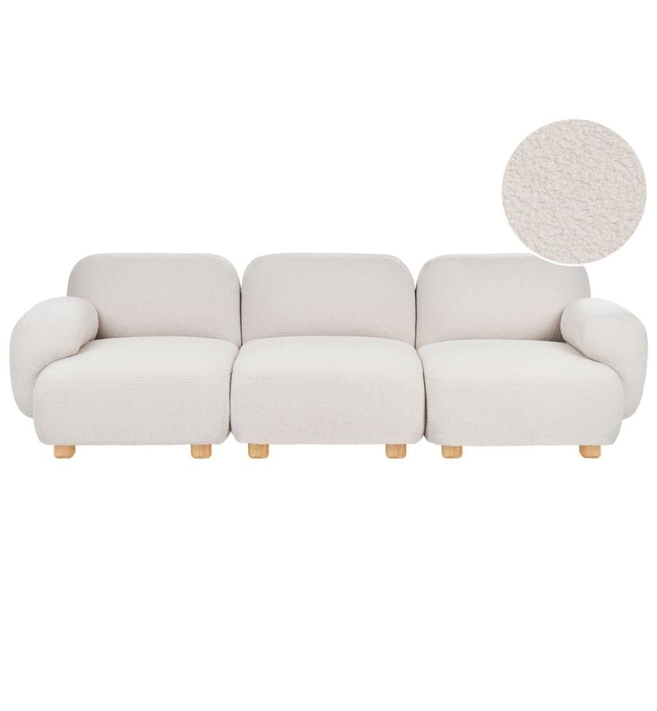 Canapé modulable 3 places AMLI Blanc cassé Bouclé