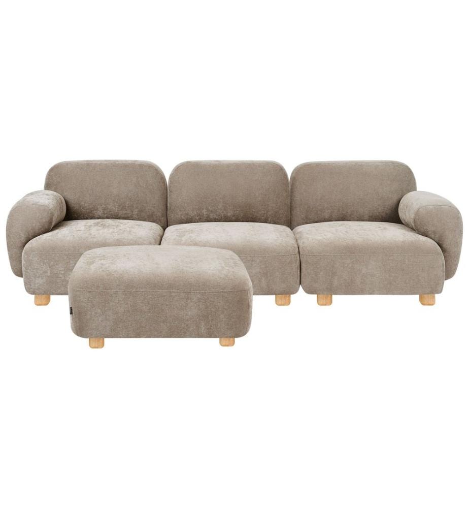 Canapé modulable 3 places AMLI Beige Tissu avec ottoman