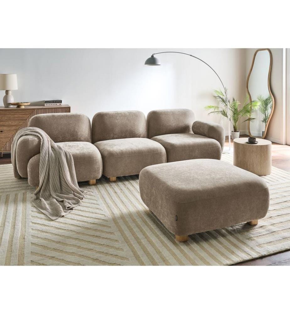 Canapé modulable 3 places AMLI Beige Tissu avec ottoman