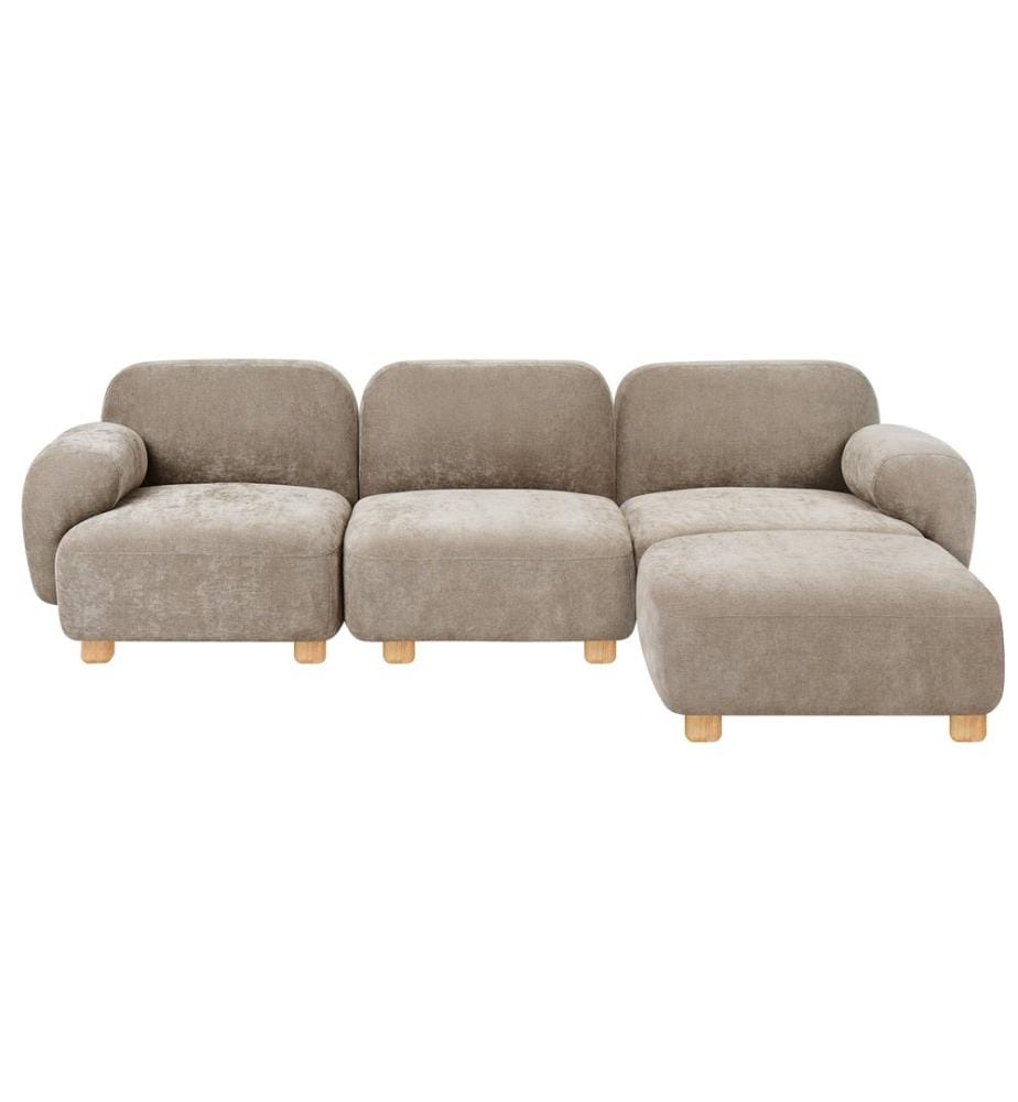 Canapé modulable 3 places AMLI Beige Tissu avec ottoman