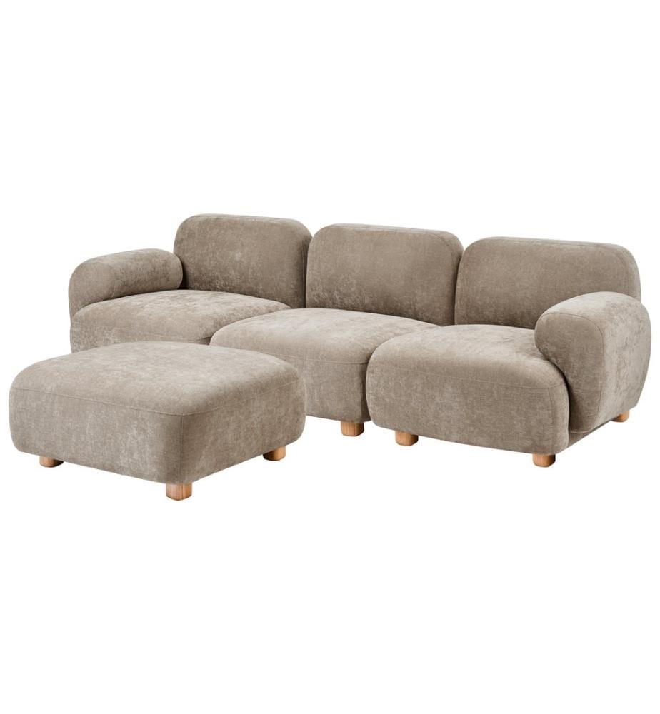 Canapé modulable 3 places AMLI Beige Tissu avec ottoman