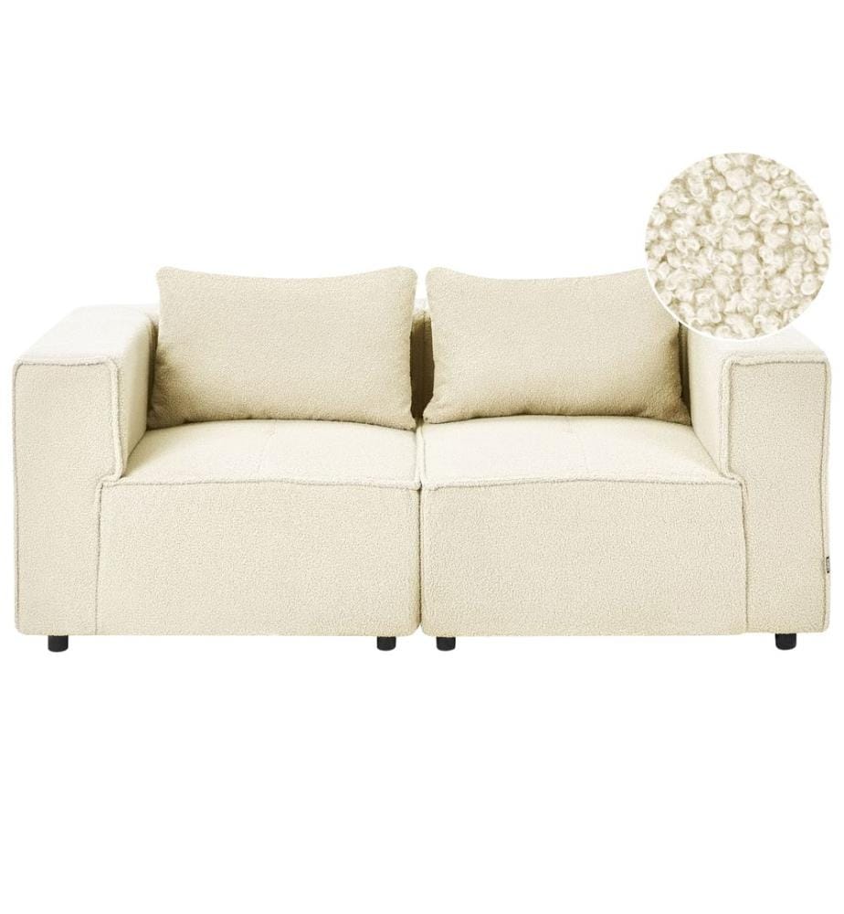 Canapé modulable 2 places AXEBO Blanc cassé Bouclé