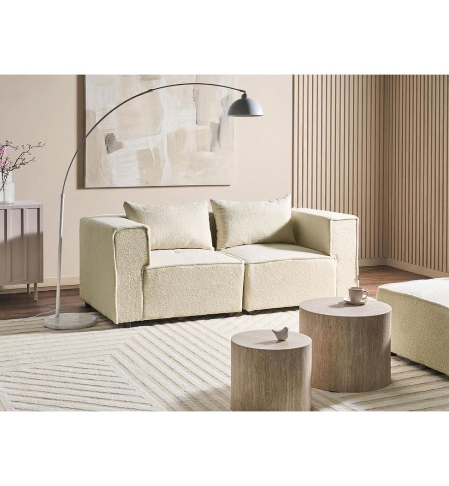 Canapé modulable 2 places AXEBO Blanc cassé Bouclé