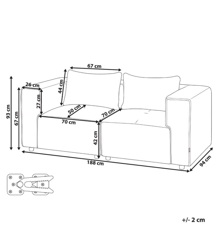 Canapé modulable 2 places AXEBO Blanc cassé Bouclé