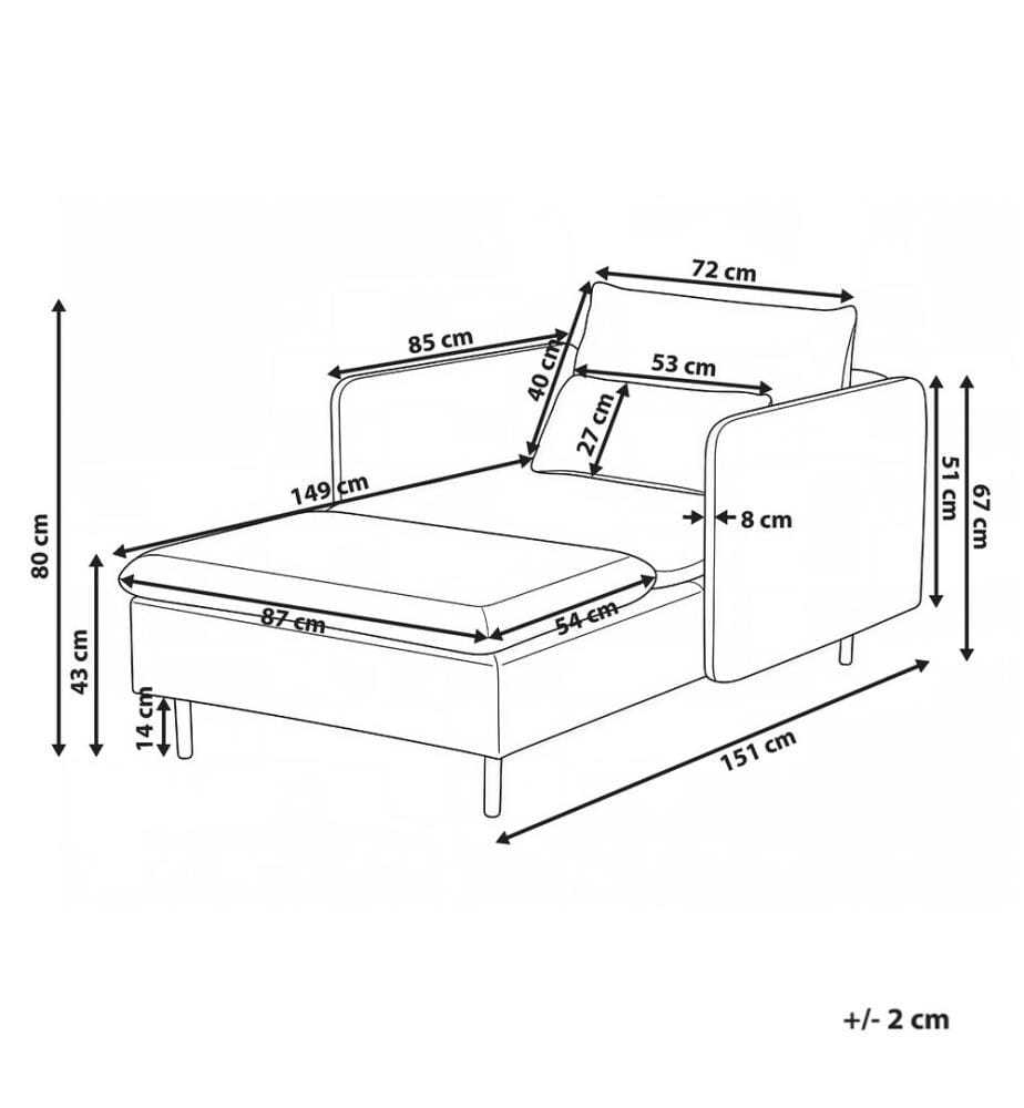 Chaise longue EGERIS Velours côtelé Vert foncé