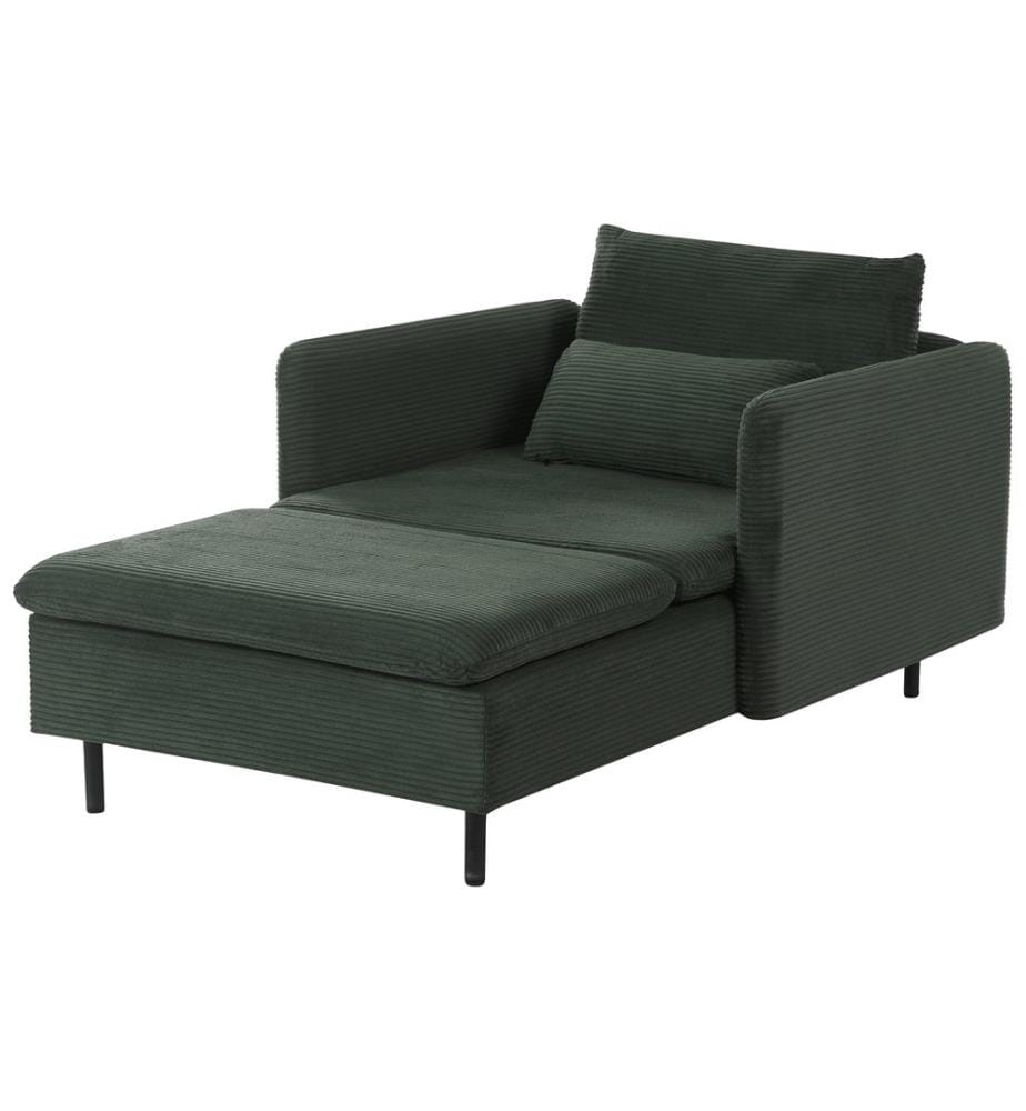 Chaise longue EGERIS Velours côtelé Vert foncé
