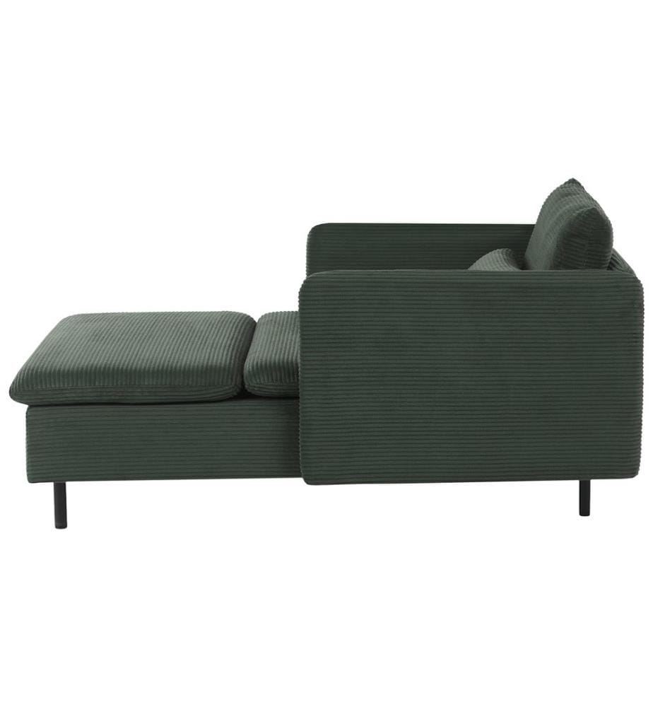 Chaise longue EGERIS Velours côtelé Vert foncé