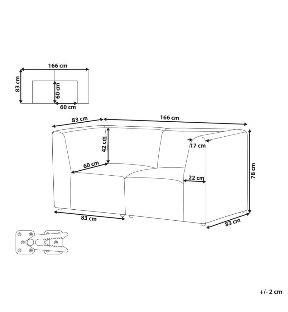 Modulsofa 2-Sitzer LEMVIG Sandbeige Cord