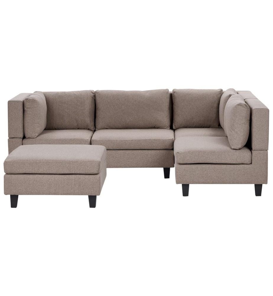 Modul Ecksofa 4-Sitzer UNSTAD linksseitig Braun Stoff mit Ottomane