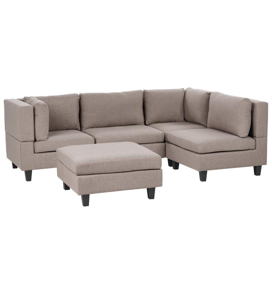 Modul Ecksofa 4-Sitzer UNSTAD linksseitig Braun Stoff mit Ottomane