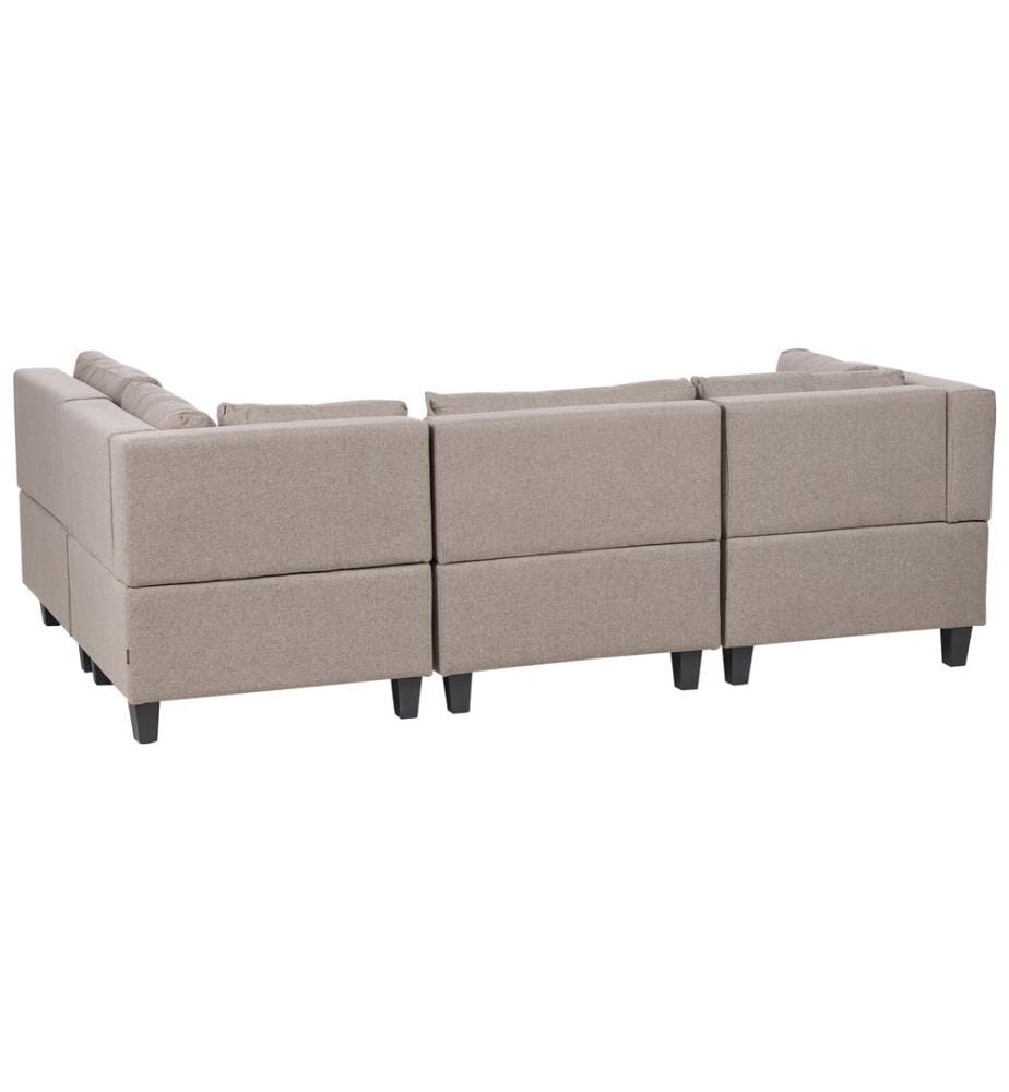 Modul Ecksofa 4-Sitzer UNSTAD linksseitig Braun Stoff mit Ottomane
