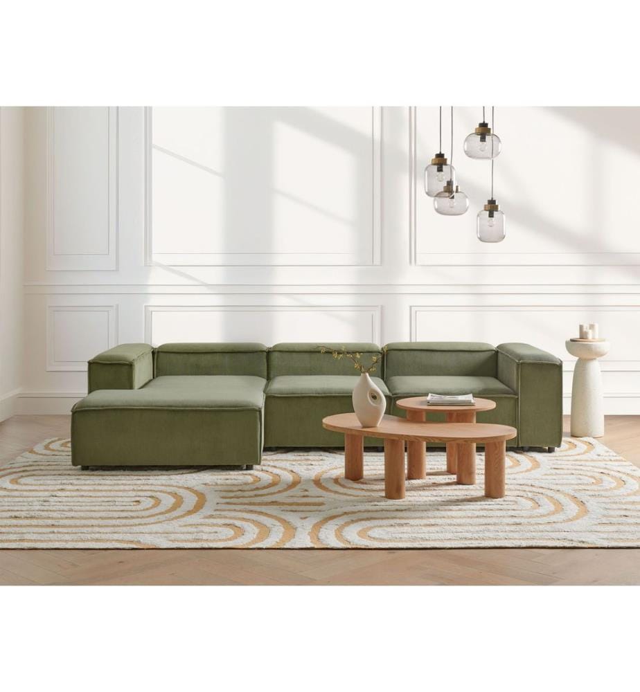 Canapé d'angle modulable 4 places ARDAL Côté droit Vert Velours côtelé