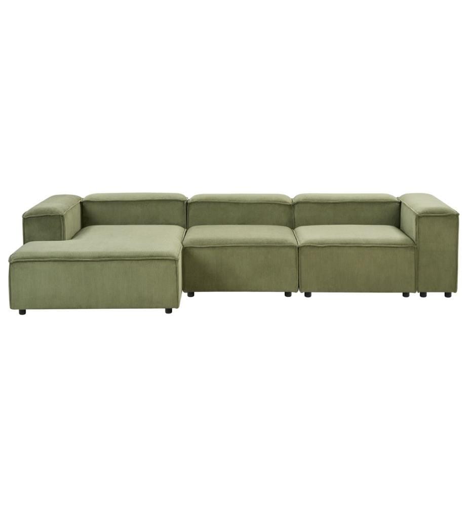 Canapé d'angle modulable 4 places ARDAL Côté droit Vert Velours côtelé