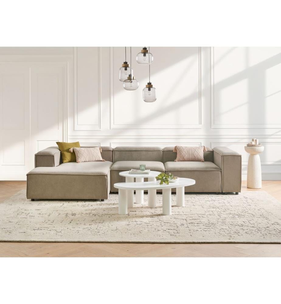 Canapé d'angle modulable 4 places ARDAL Côté droit Marron clair Velours côtelé