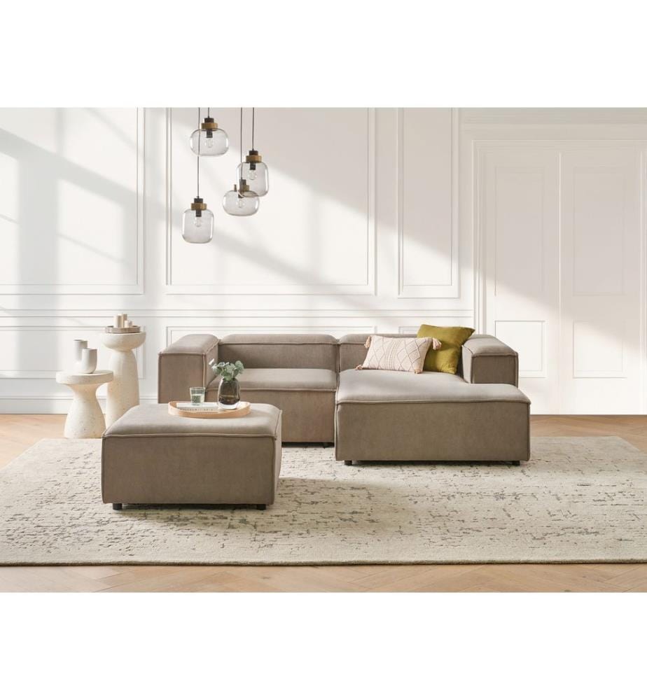 Canapé d'angle modulable 3 places ARDAL Côté gauche Marron clair Velours côtelé avec ottoman