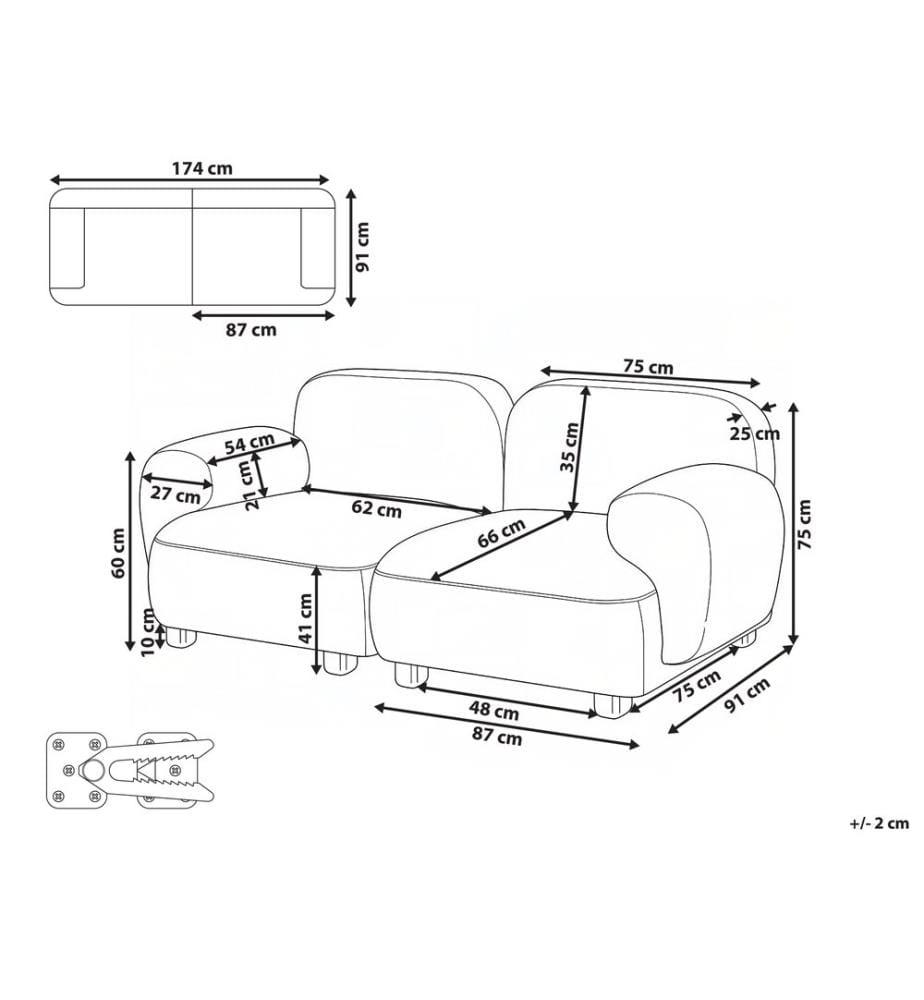 Modulsofa 2-Sitzer AMLI Beige Stoff